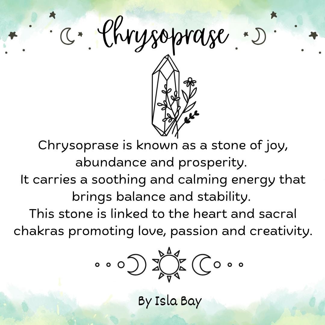 Natural Chrysoprase Bracelet, High Quality, Faceted Crystals, Minimalist, Handmade, Crystals Information Card, Positive Energy, Gifts.